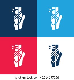 Ballet blue and red four color minimal icon set