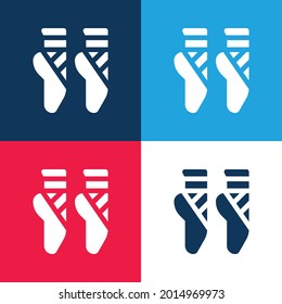 Ballet blue and red four color minimal icon set