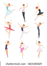 Ballet boys and girls. Ballet dancers male and female vector characters isolated