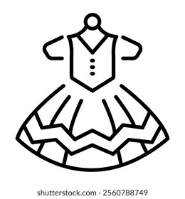 Ballet costume icon in outline style 