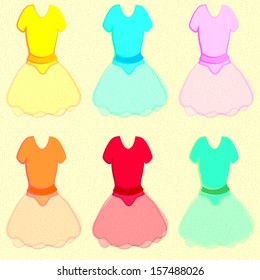 ballet costumes pattern on a yellow background