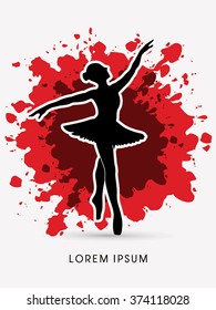Ballet dance designed on splash blood background graphic vector.