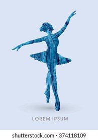 Ballet dance designed using blue grunge brush graphic vector.