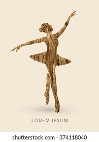 Ballet dance designed using brown grunge brush graphic vector.