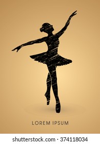 Ballet dance designed using grunge brush graphic vector.