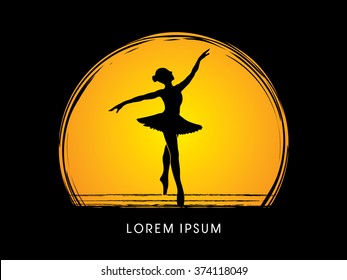 Ballet dance designed using grunge brush on moonlight background graphic vector.