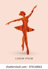 Ballet dance designed using red grunge brush graphic vector.