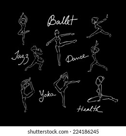 Ballet dance doodle drawing blackboard