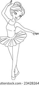 Ballet dance isolated on white background.coloring book.vector illustratiin.