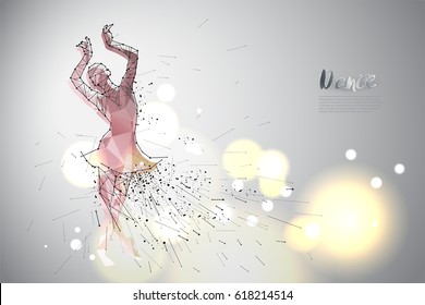 Baile de ballet con diseño de puntos de línea. 
uso adecuado para la plantilla de diseño de logotipo, afiche, banner, invitación o tarjeta de felicitación. ilustración vectorial