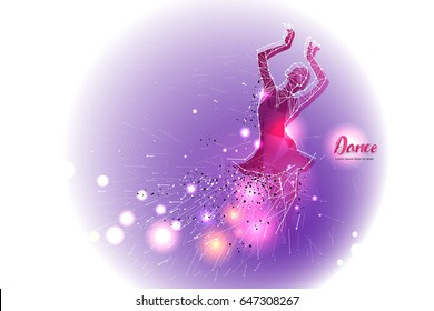 Ballet dance with line dot design. 
suitable use for logo, poster, banner, invitation, or greeting card design template. vector illustration