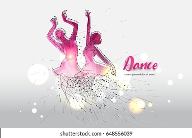 Ballet dance with line dot design. 
suitable use for logo, poster, banner, invitation, or greeting card design template. vector illustration