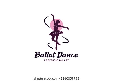 Ballet dance logo design, ballerina woman vector illustration for fitness dance art sport logo