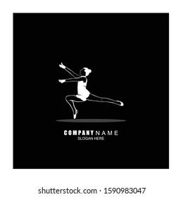 ballet or dance logo,silhoutte of a young girl dancer.logo for posters, vector illustration