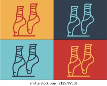 Ballet Dance Shoes Logo Template, Simple Flat Icon of dance,ballet,female