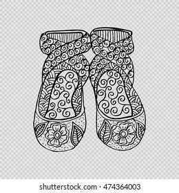 Ballet dance shoes. Zentangle style.