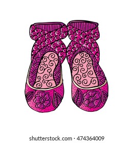 Ballet dance shoes. Zentangle style.