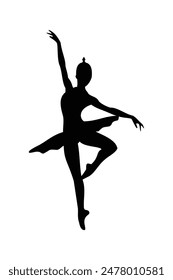 ballet dance silhouette set design, black and white with various styles, editable vector eps 10