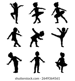 Ballet Dance Silhouettes, Stock Image Silhouette, Graceful Ballerina Poses Isolated on White Background