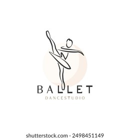 Ballet Dance studio logo design. Silhouette of a girl Dancing class abstract figure illustration