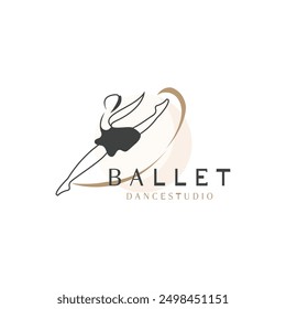 Ballet Dance studio logo design. Silhouette of a girl Dancing class abstract figure illustration