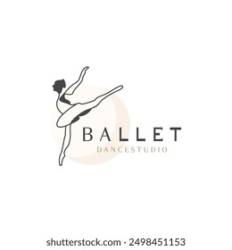 Ballet Dance studio logo design. Silhouette of a girl Dancing class abstract figure illustration