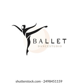 Ballet Dance studio logo design. Silhouette of a girl Dancing class abstract figure illustration