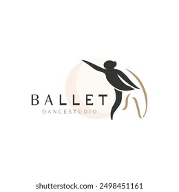 Ballet Dance studio logo design. Silhouette of a girl Dancing class abstract figure illustration