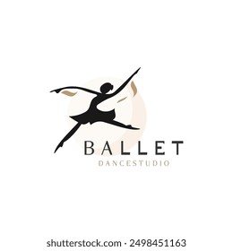 Ballet Dance studio logo design. Silhouette of a girl Dancing class abstract figure illustration