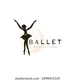 Ballet Dance studio logo design. Silhouette of a girl Dancing class abstract figure illustration