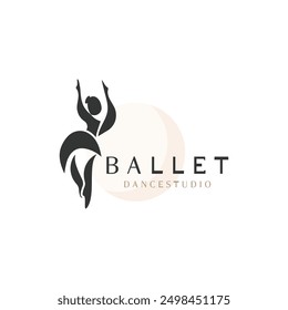 Ballet Dance studio logo design. Silhouette of a girl Dancing class abstract figure illustration