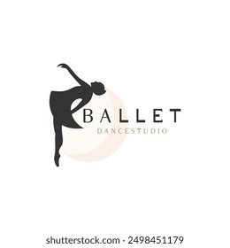 Ballet Dance studio logo design. Silhouette of a girl Dancing class abstract figure illustration