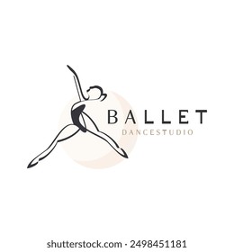 Ballet Dance studio logo design. Silhouette of a girl Dancing class abstract figure illustration