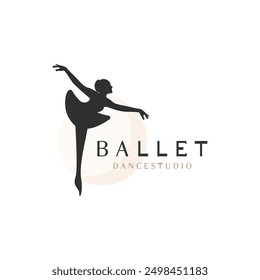 Ballet Dance studio logo design. Silhouette of a girl Dancing class abstract figure illustration