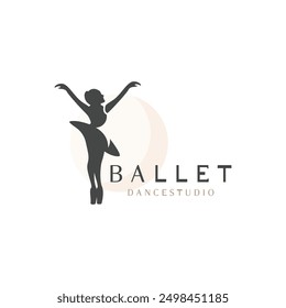 Ballet Dance studio logo design. Silhouette of a girl Dancing class abstract figure illustration