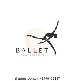 Ballet Dance studio logo design. Silhouette of a girl Dancing class abstract figure illustration