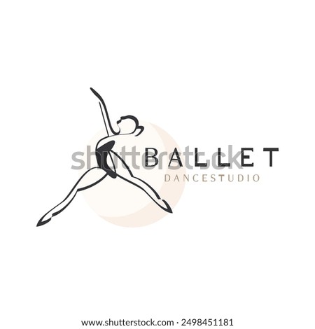 Ballet Dance studio logo design. Silhouette of a girl Dancing class abstract figure illustration