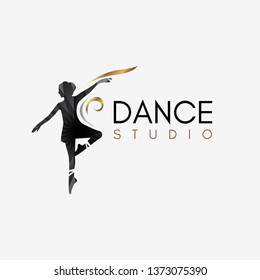 Ballet Dance Studio Logo template element symbol with luxury gradient color