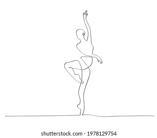 Ballet Dancer ballerina in Continuous Line Art Drawing. Vector 