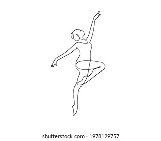 Ballet Dancer ballerina in Continuous Line Art Drawing. Vector 