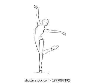 Ballet Dancer ballerina in Continuous Line Art Drawing. Vector 