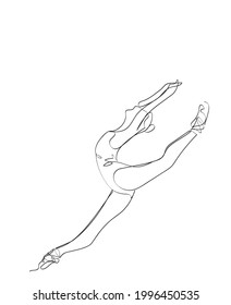 Ballet Dancer ballerina in Continuous Line Art Drawing. Vector 