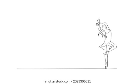 Ballet Dancer ballerina in Continuous Line Art Drawing. Vector 
