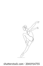 Ballet Dancer ballerina in Continuous Line Art Drawing. Vector 