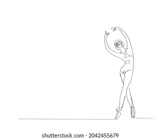Ballet Dancer ballerina in Continuous Line Art Drawing. Vector 