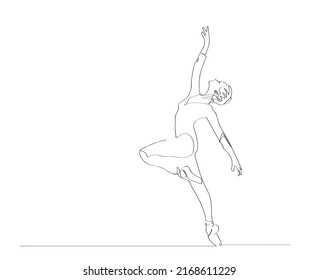 Ballet Dancer ballerina in Continuous Line Art Drawing. Vector 
