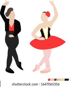 Ballet Dancer, Ballerina Vector Illustration, Don Quixote Pas de Deux