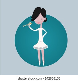 ballet dancer with bird