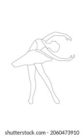 Ballet dancer in continuous line art drawing style. Ballerina black line sketch on white background. Vector illustration. Beautiful Woman Body Silhouette Minimal Outline Drawing. Dancing Female Figure
