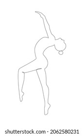 Ballet dancer in continuous line art drawing style. Ballerina black line sketch on white background. Vector illustration. Beautiful Woman Body Silhouette Minimal Outline Drawing. Dancing Female Figure